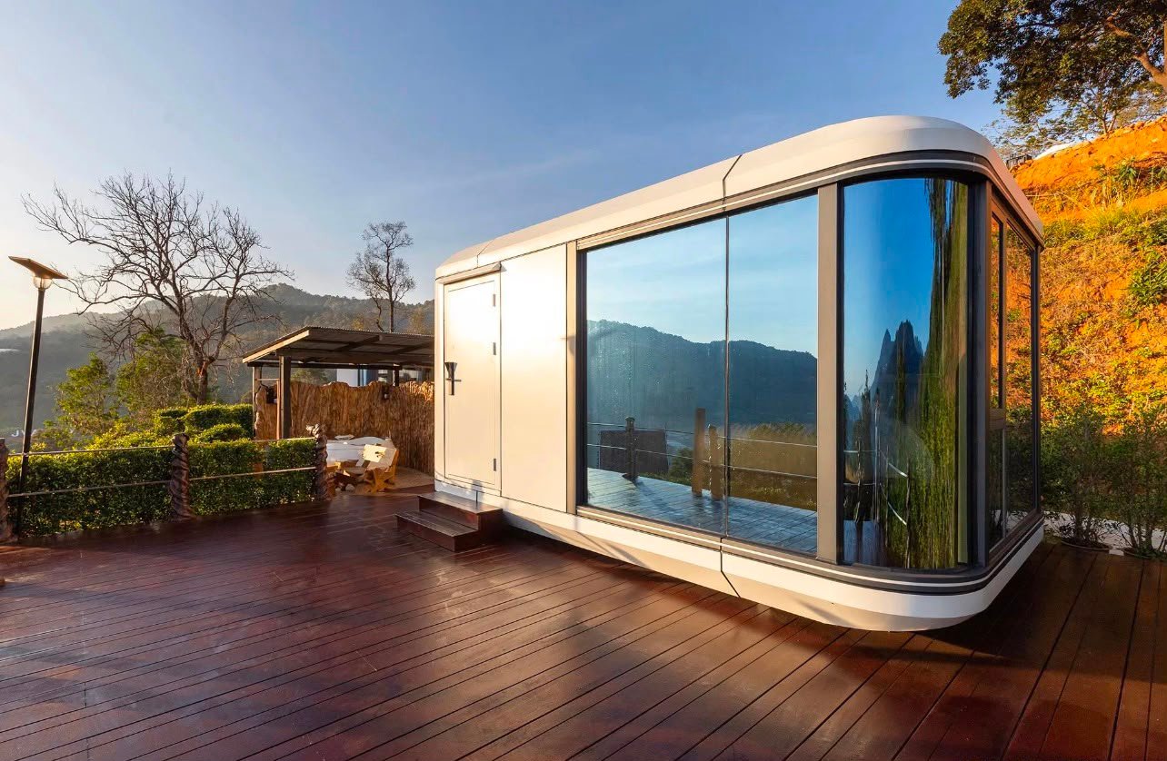 Capsule home glazed end wall