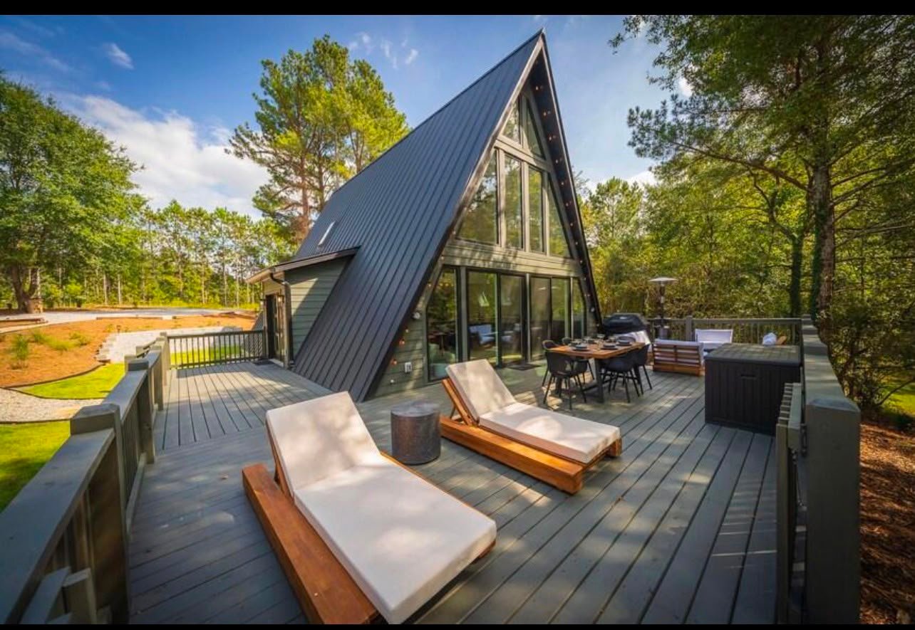 A-frame cabin exterior view