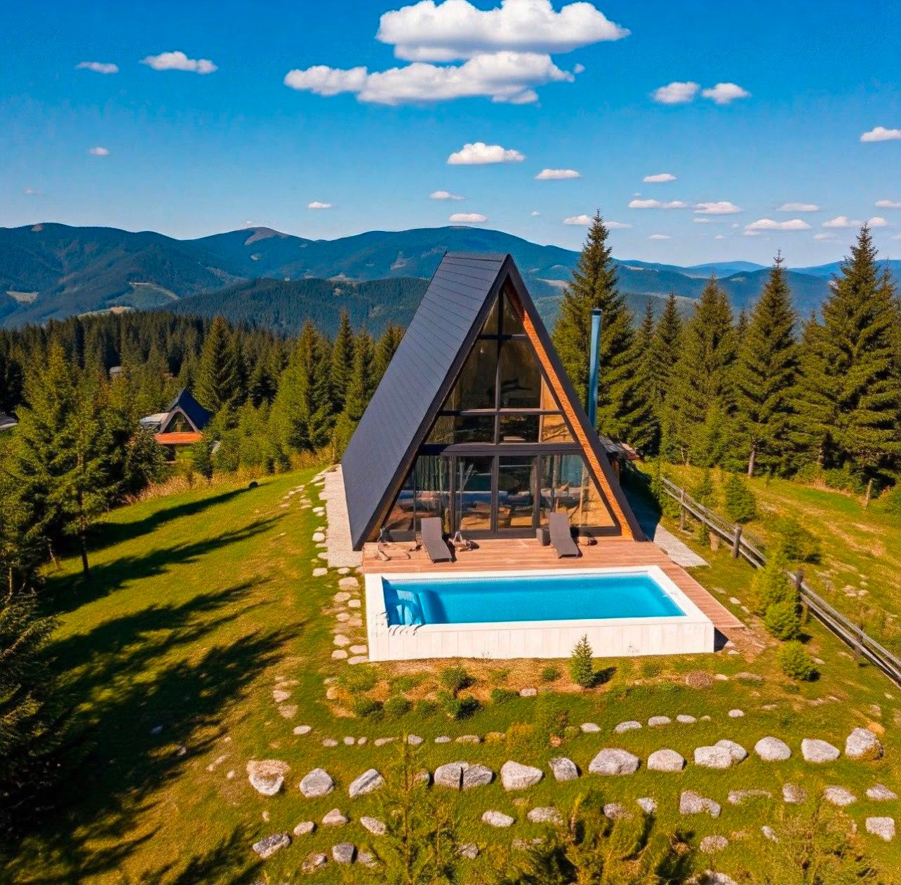 A-frame cabin glazed gable
