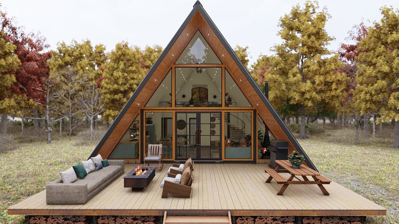 A-frame cabin kitchen