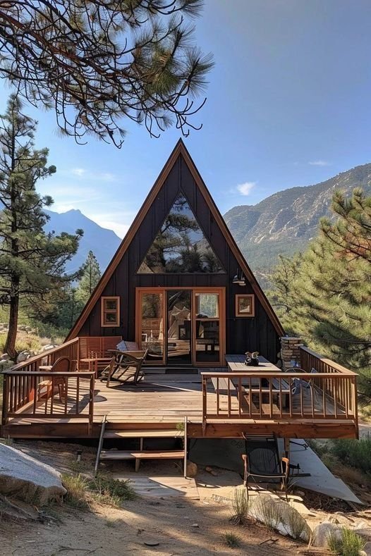 A-frame cabin bathroom