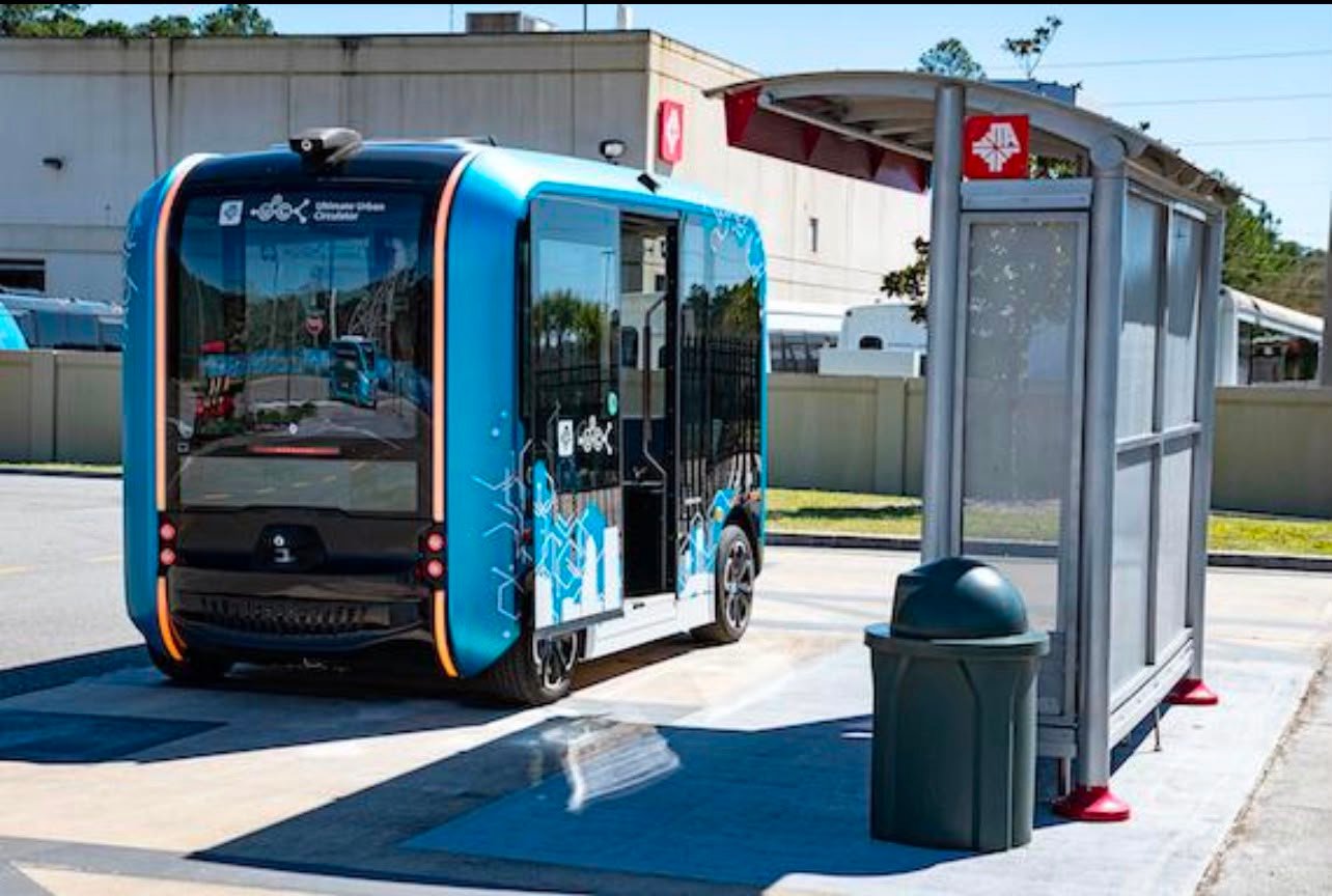 Autonomous vehicle fleet at a charging area