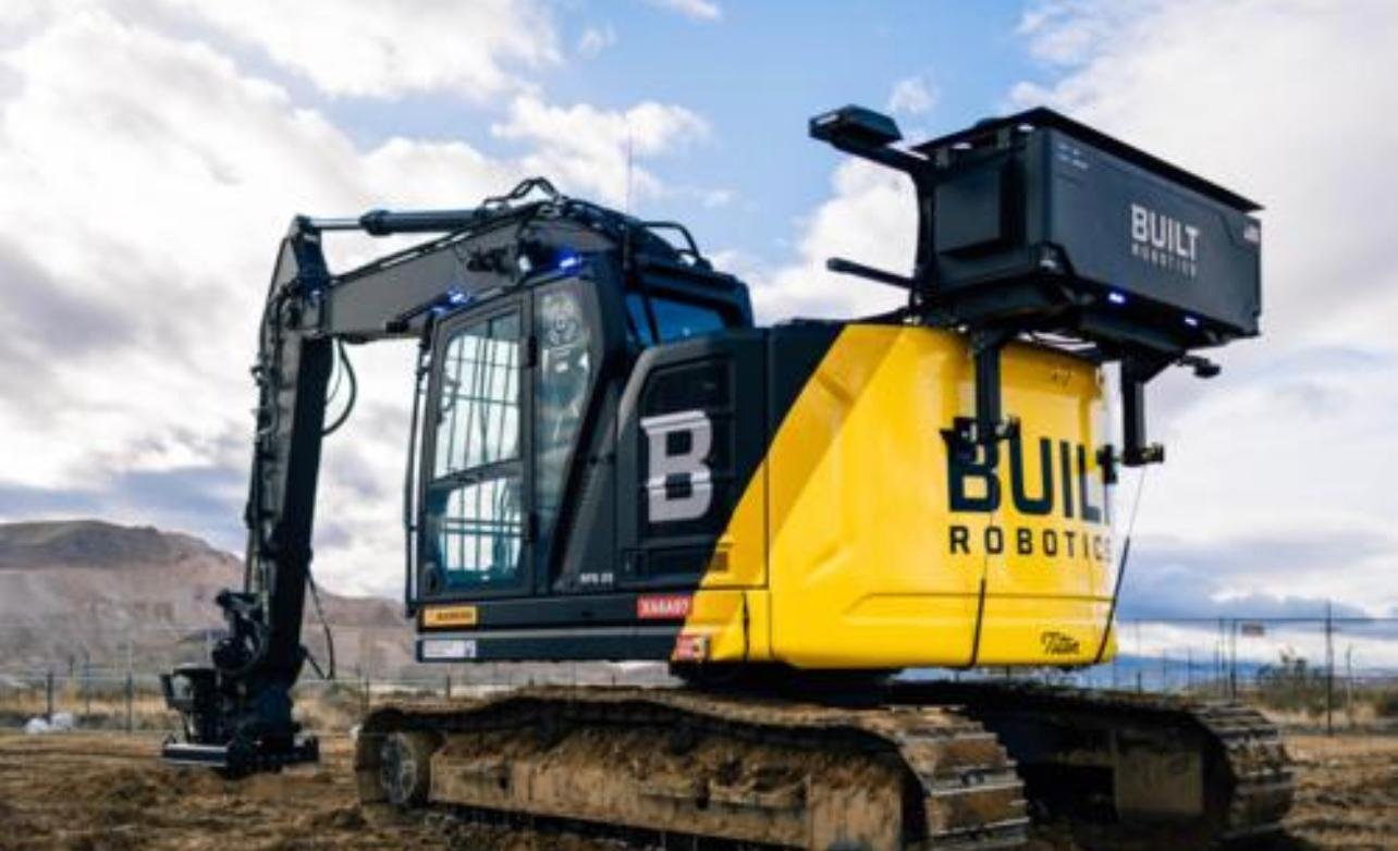 Construction robot being moved between floors