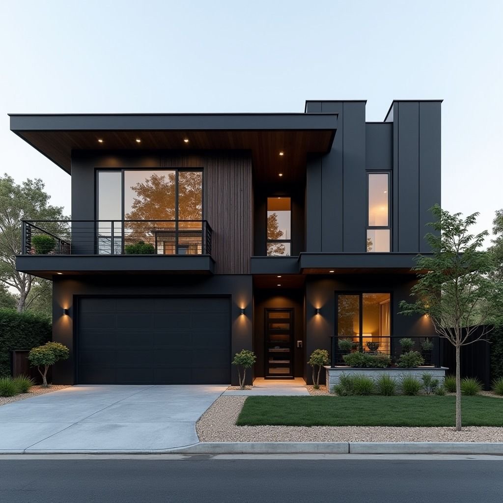 Modern home at dusk