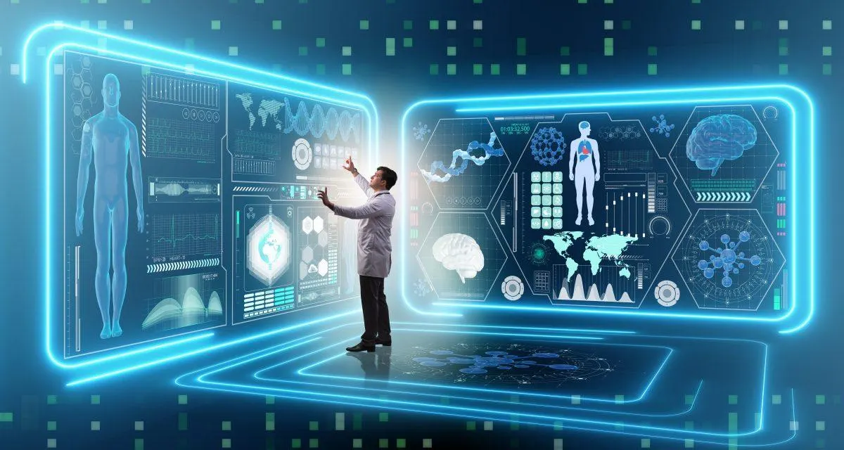 Robotics simulation and data displayed on a monitor